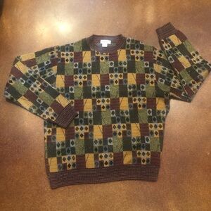 Vintage Norm Thompson Wool Blend Patterned Sweater Sz M